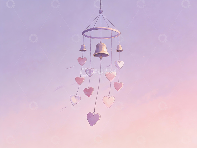高清大图下载【趣麦麦图】悬挂风铃与心形装饰