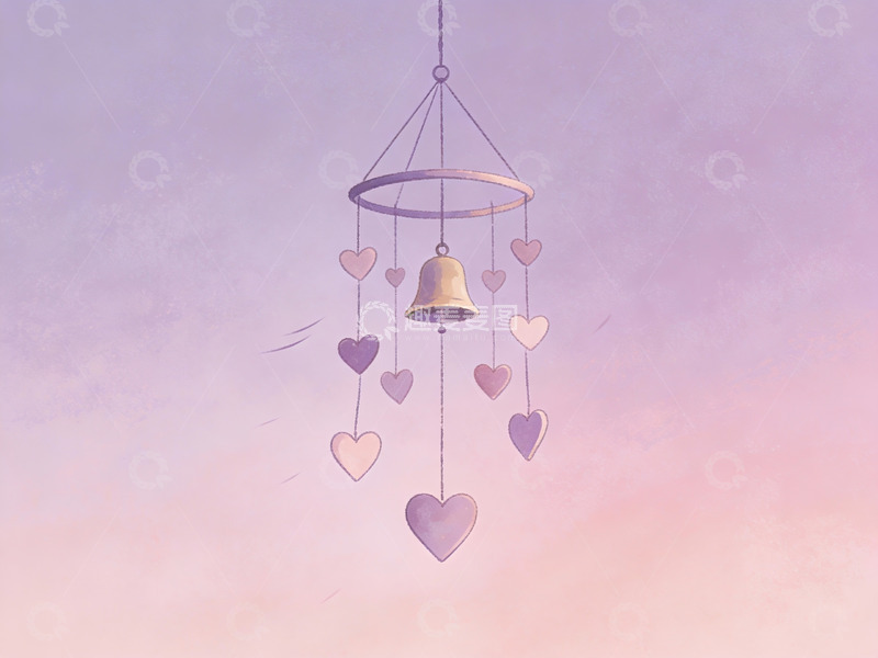 高清大图下载【趣麦麦图】悬挂风铃与心形装饰