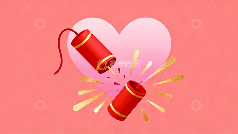 高清大图下载【趣麦麦图】心形背景中的爆竹图案