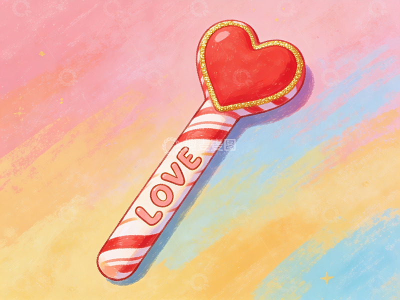 高清大图下载【趣麦麦图】心形糖果棒插画