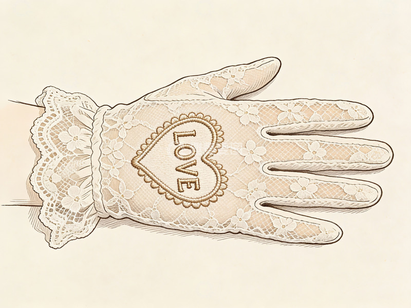 高清大图下载【趣麦麦图】蕾丝手套上的爱心图案