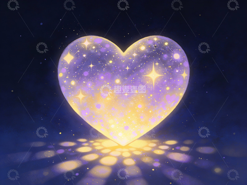 高清大图下载【趣麦麦图】发光心形星辉图案