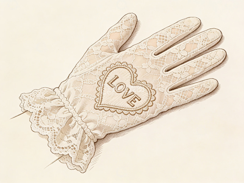高清大图下载【趣麦麦图】蕾丝手套上的爱心图案