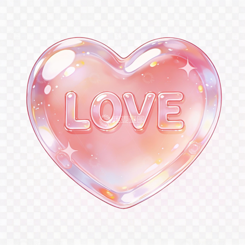 高清大图下载【趣麦麦图】透明爱心形图案带LOVE字样