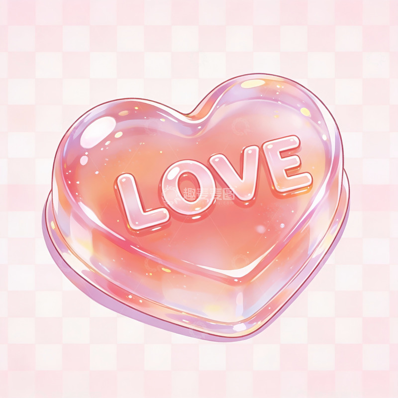 高清大图下载【趣麦麦图】透明爱心糖果上的爱字