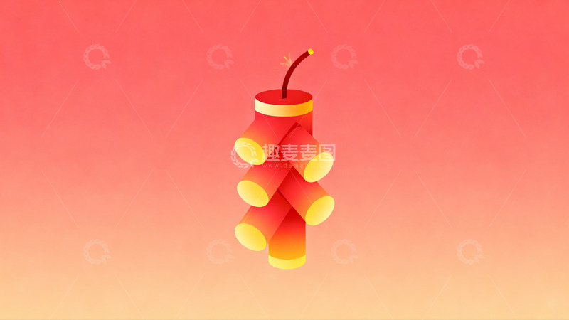 高清大图下载【趣麦麦图】红色背景上的烟花图案