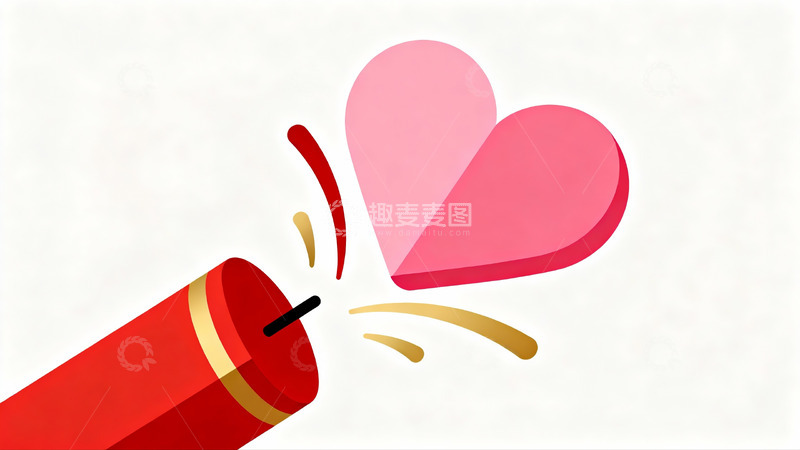 高清大图下载【趣麦麦图】红色爆竹绽放心形图案