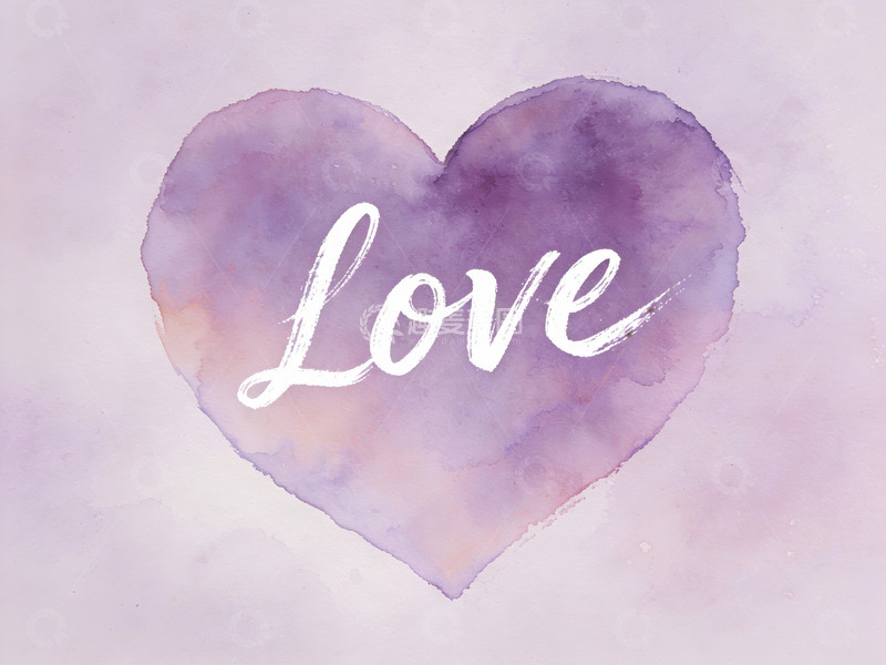 高清大图下载【趣麦麦图】水彩心形图案中的爱字