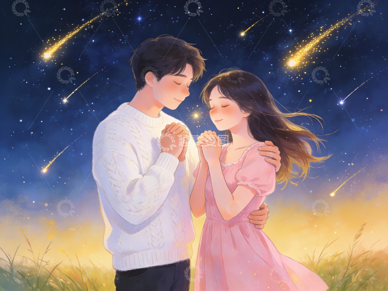 高清大图下载【趣麦麦图】星空下情侣相拥浪漫瞬间
