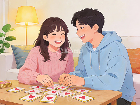 情侣室内玩卡片游戏