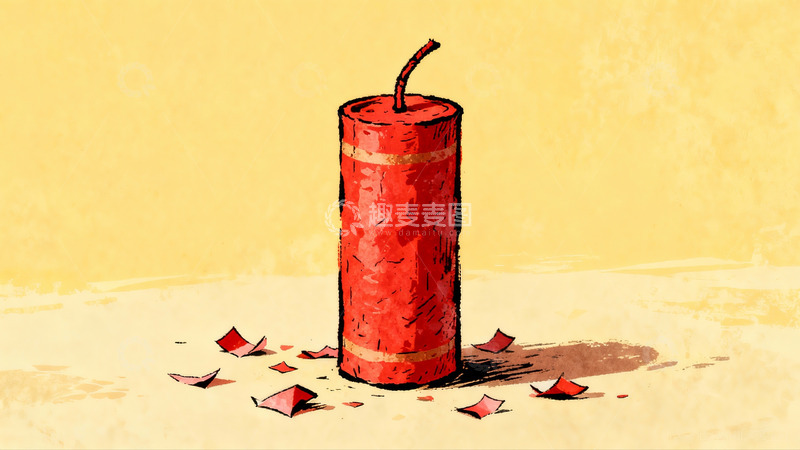 高清大图下载【趣麦麦图】红色鞭炮静置于地面