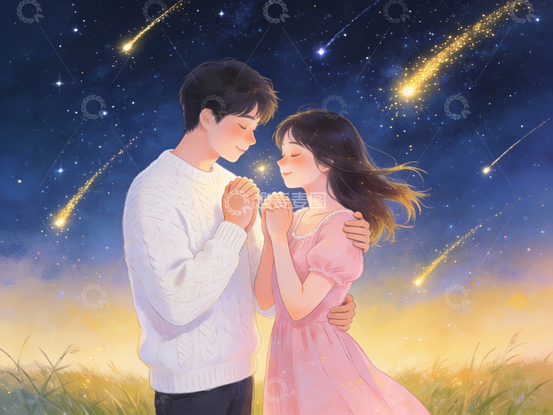 高清大图下载【趣麦麦图】星空下情侣相拥