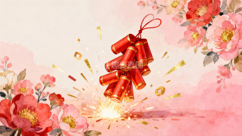 高清大图下载【趣麦麦图】新年烟花绽放花团锦簇