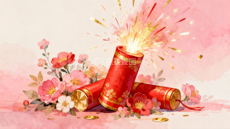 高清大图下载【趣麦麦图】烟花绽放花团锦簇喜庆画面