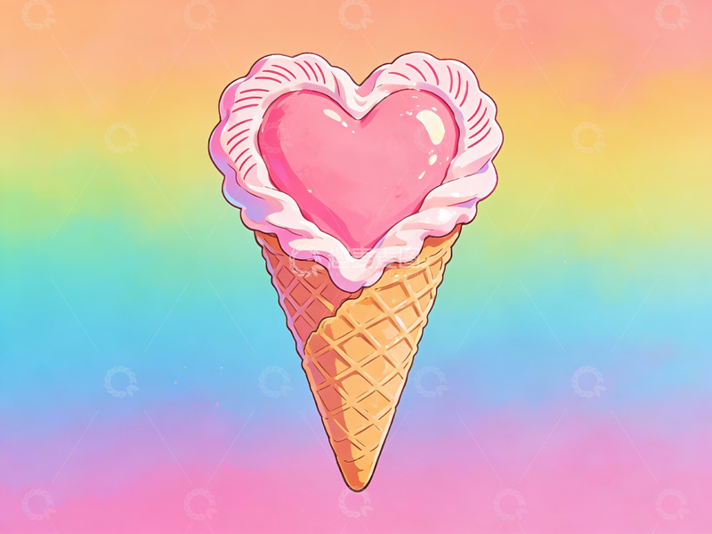 高清大图下载【趣麦麦图】心形冰淇淋甜筒