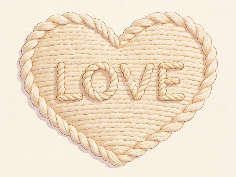 高清大图下载【趣麦麦图】绳编心形图案中的爱字