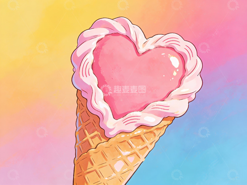 高清大图下载【趣麦麦图】心形冰淇淋甜筒