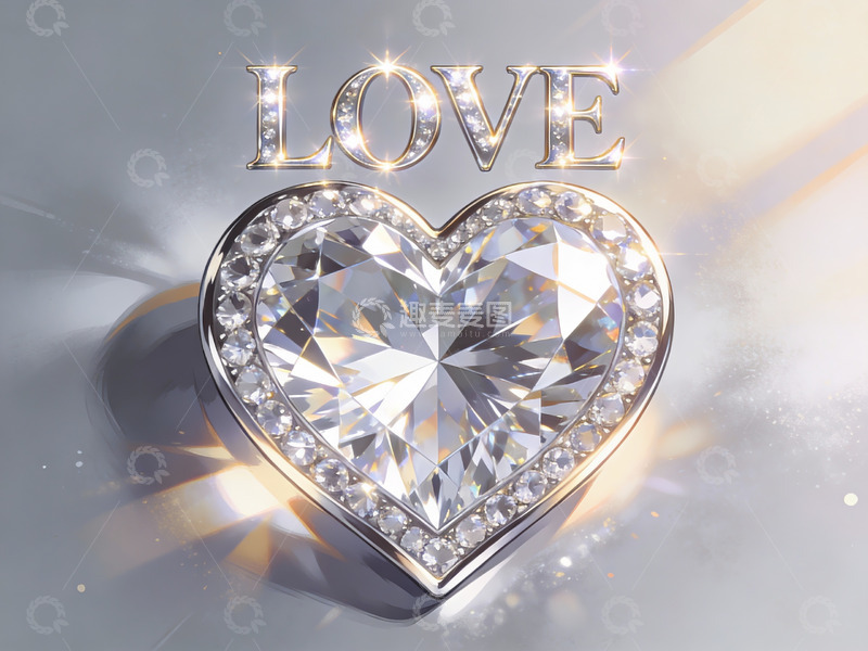 高清大图下载【趣麦麦图】心形钻石闪耀爱意