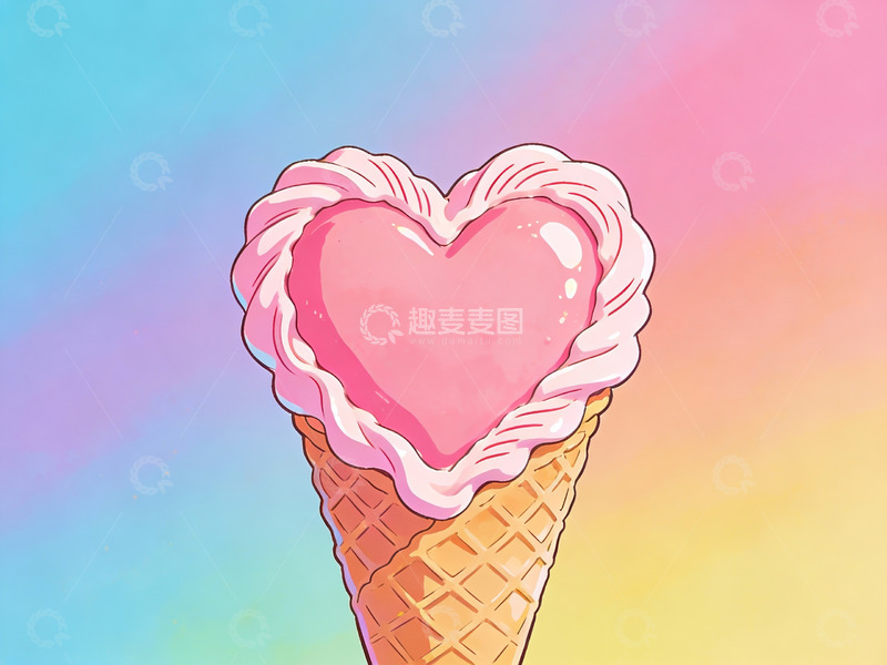 高清大图下载【趣麦麦图】心形冰淇淋甜筒