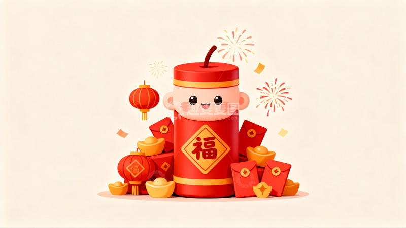 高清大图下载【趣麦麦图】春节卡通烟花人形象