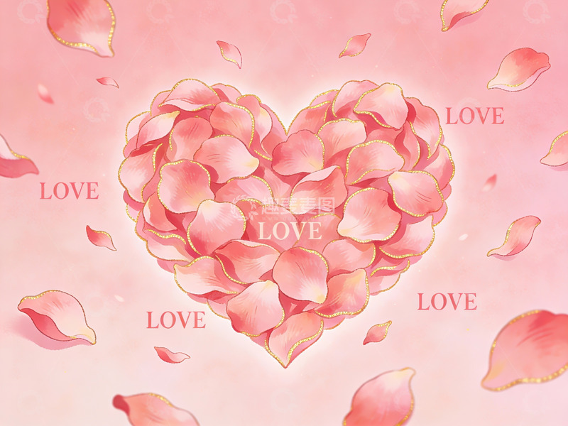 高清大图下载【趣麦麦图】玫瑰花瓣组成的心形图案