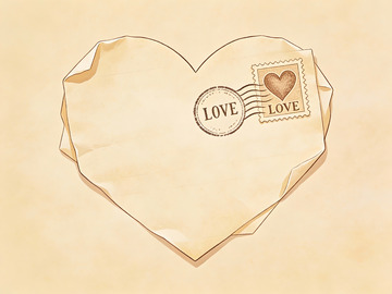 心形信封与爱情邮票