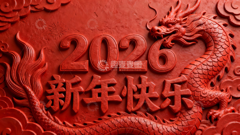 高清大图下载【趣麦麦图】红色龙年新年贺图