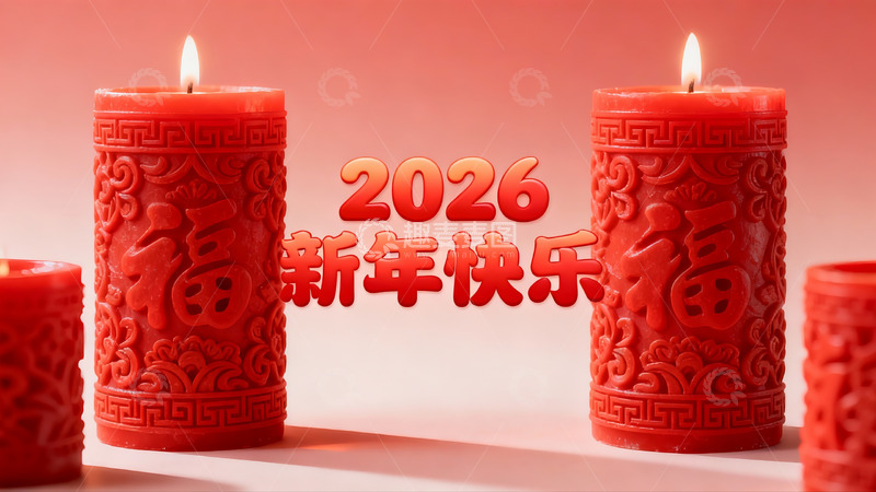 高清大图下载【趣麦麦图】红色蜡烛新年祝福画面