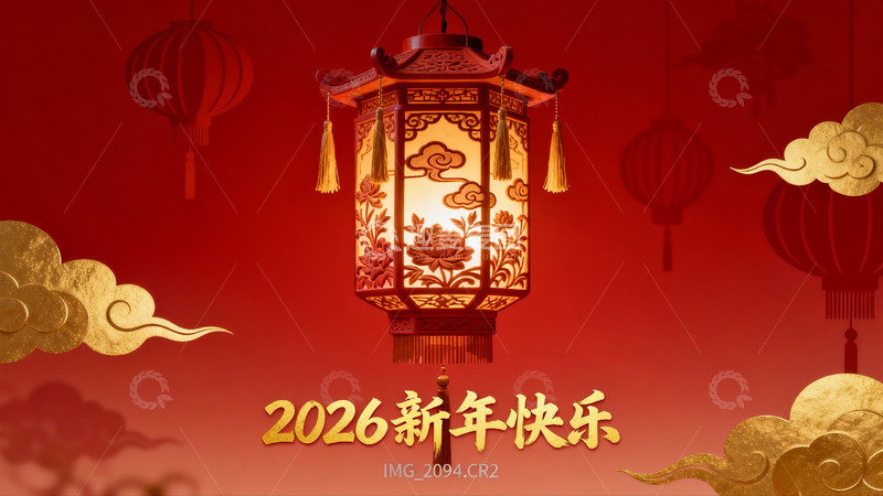 高清大图下载【趣麦麦图】红色灯笼新年祝福图