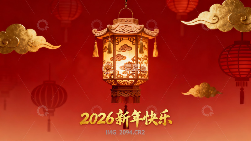 高清大图下载【趣麦麦图】新年灯笼祥云装饰画面