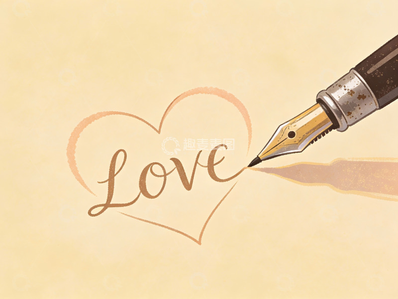 高清大图下载【趣麦麦图】钢笔书写爱心中的爱字