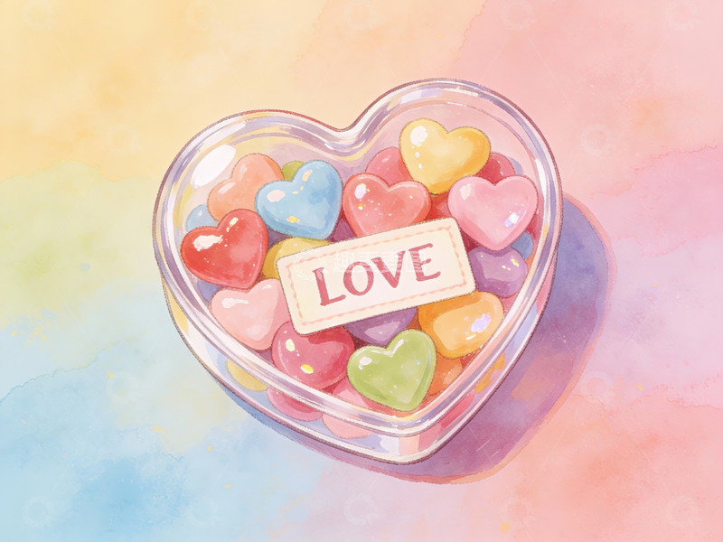 高清大图下载【趣麦麦图】心形糖果盒中的爱意表达