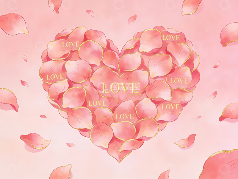 高清大图下载【趣麦麦图】玫瑰花瓣组成的心形图案