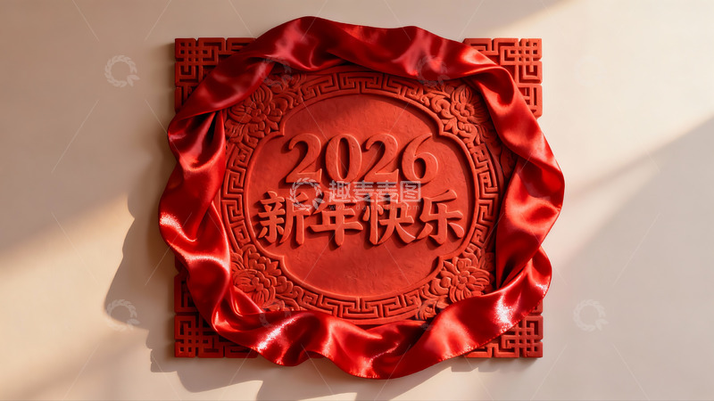 高清大图下载【趣麦麦图】红色新年装饰牌光影效果