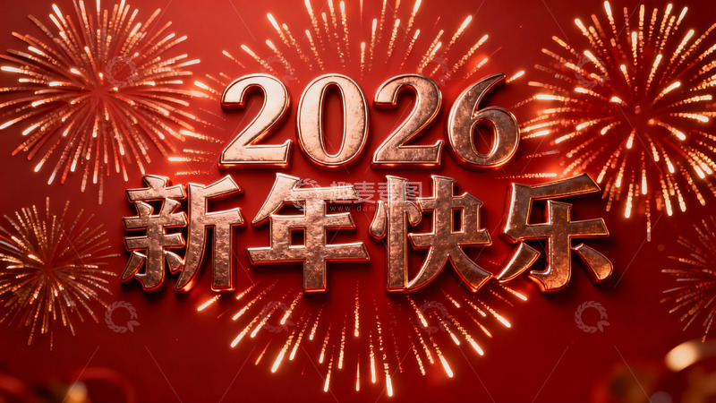 高清大图下载【趣麦麦图】2026新年烟花庆祝画面