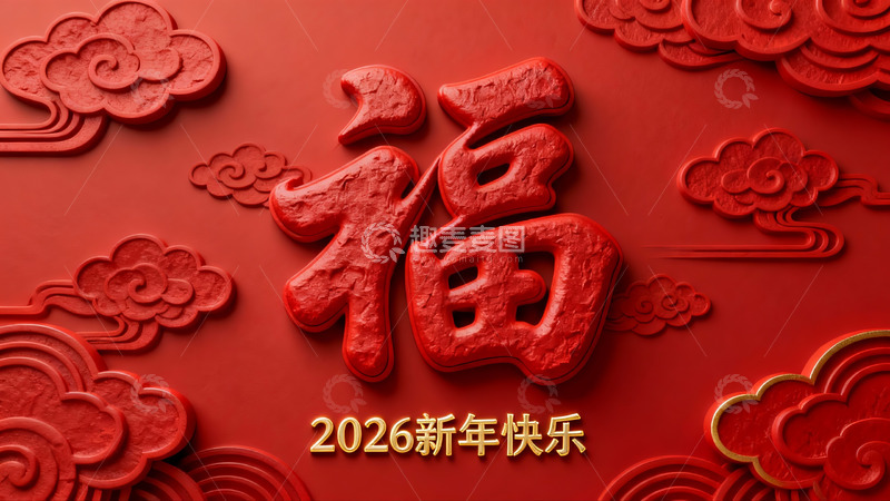 高清大图下载【趣麦麦图】红色新年福字装饰图案