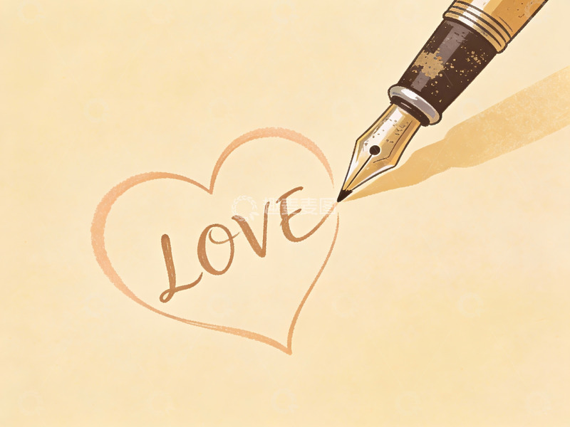 高清大图下载【趣麦麦图】钢笔书写爱心中的爱字