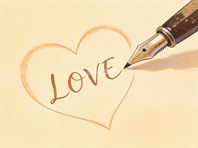高清大图下载【趣麦麦图】钢笔书写爱心中的爱字