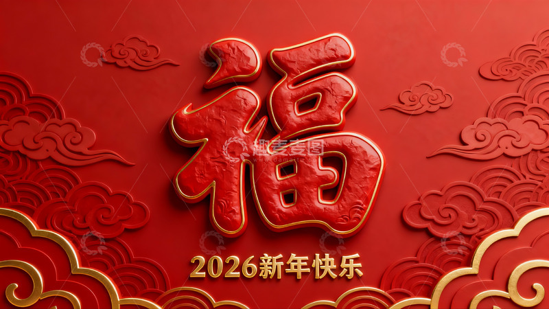 高清大图下载【趣麦麦图】红色新年福字装饰图案