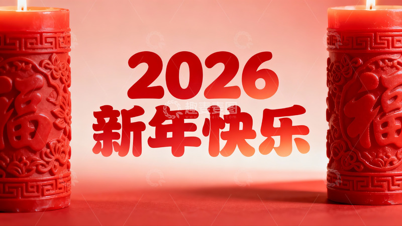 高清大图下载【趣麦麦图】红色蜡烛新年祝福画面