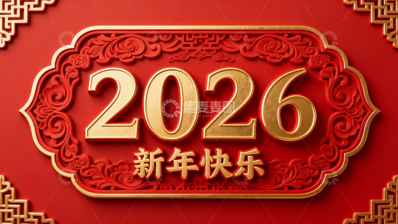 高清大图下载【趣麦麦图】2026新年红色喜庆背景图