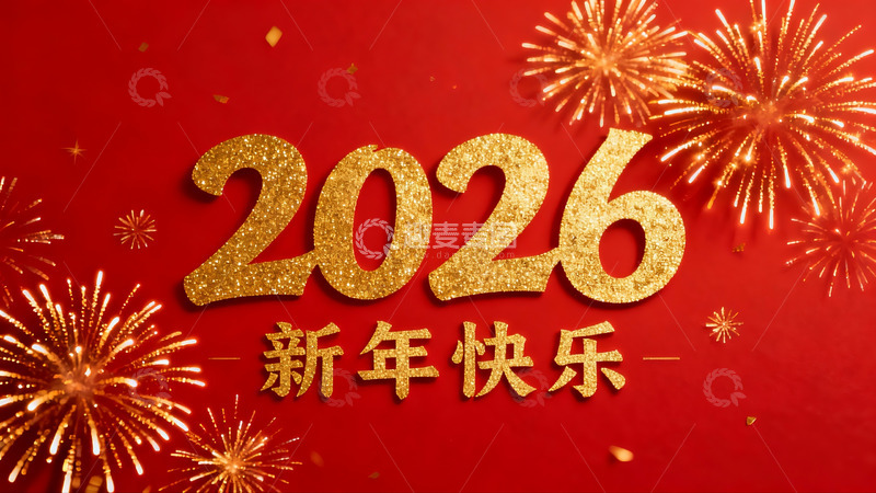 高清大图下载【趣麦麦图】2026新年烟花庆祝海报