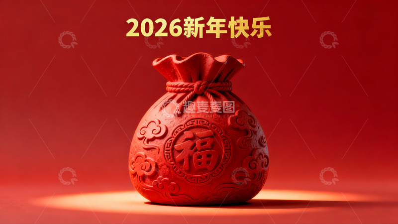 高清大图下载【趣麦麦图】红色福袋新年祝福