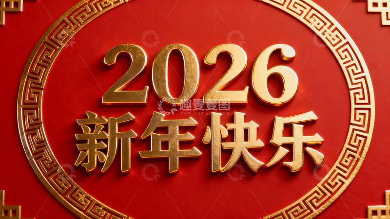 高清大图下载【趣麦麦图】2026新年快乐红色背景设计