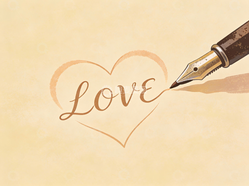 高清大图下载【趣麦麦图】钢笔书写爱心中的爱字