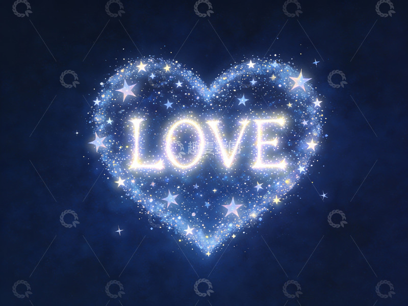 高清大图下载【趣麦麦图】星光心形中的爱字