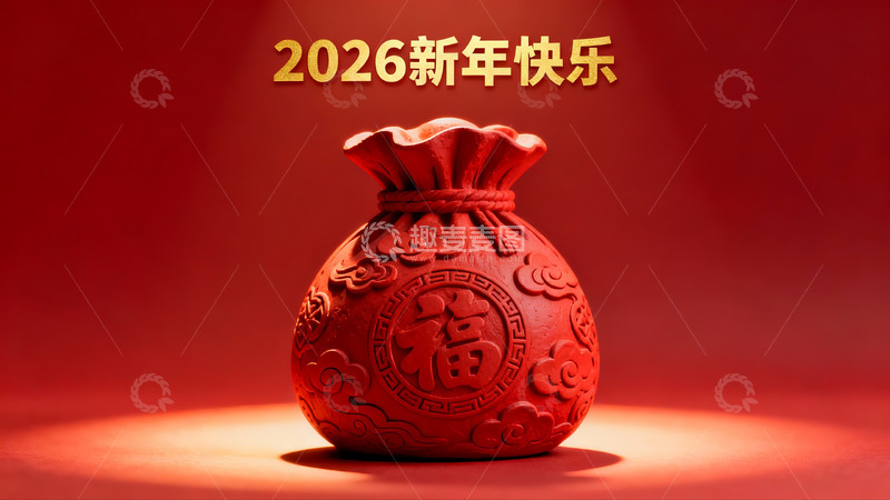 高清大图下载【趣麦麦图】红色福袋新年祝福
