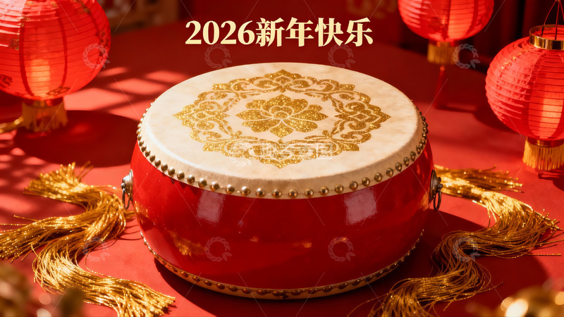 高清大图下载【趣麦麦图】新年红鼓灯笼装饰场景