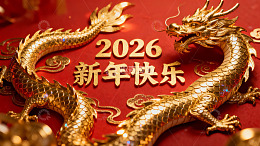 金色龙年装饰新年快乐