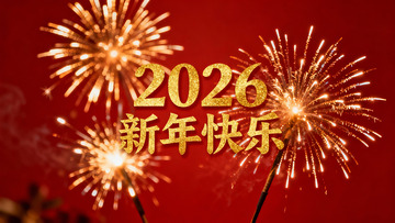 新年烟花绽放红色背景